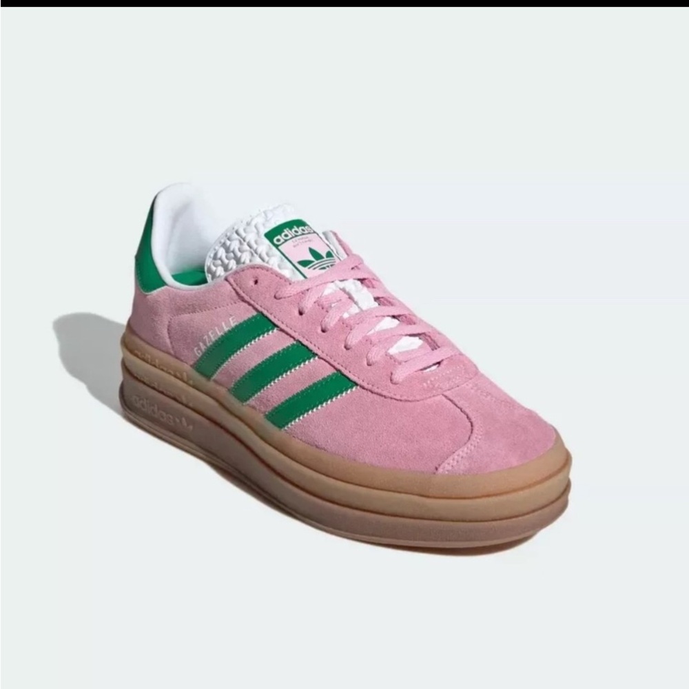 Adidas Original Gazelle Bold true Pink with Green Stripe Sneaker (Brand New)